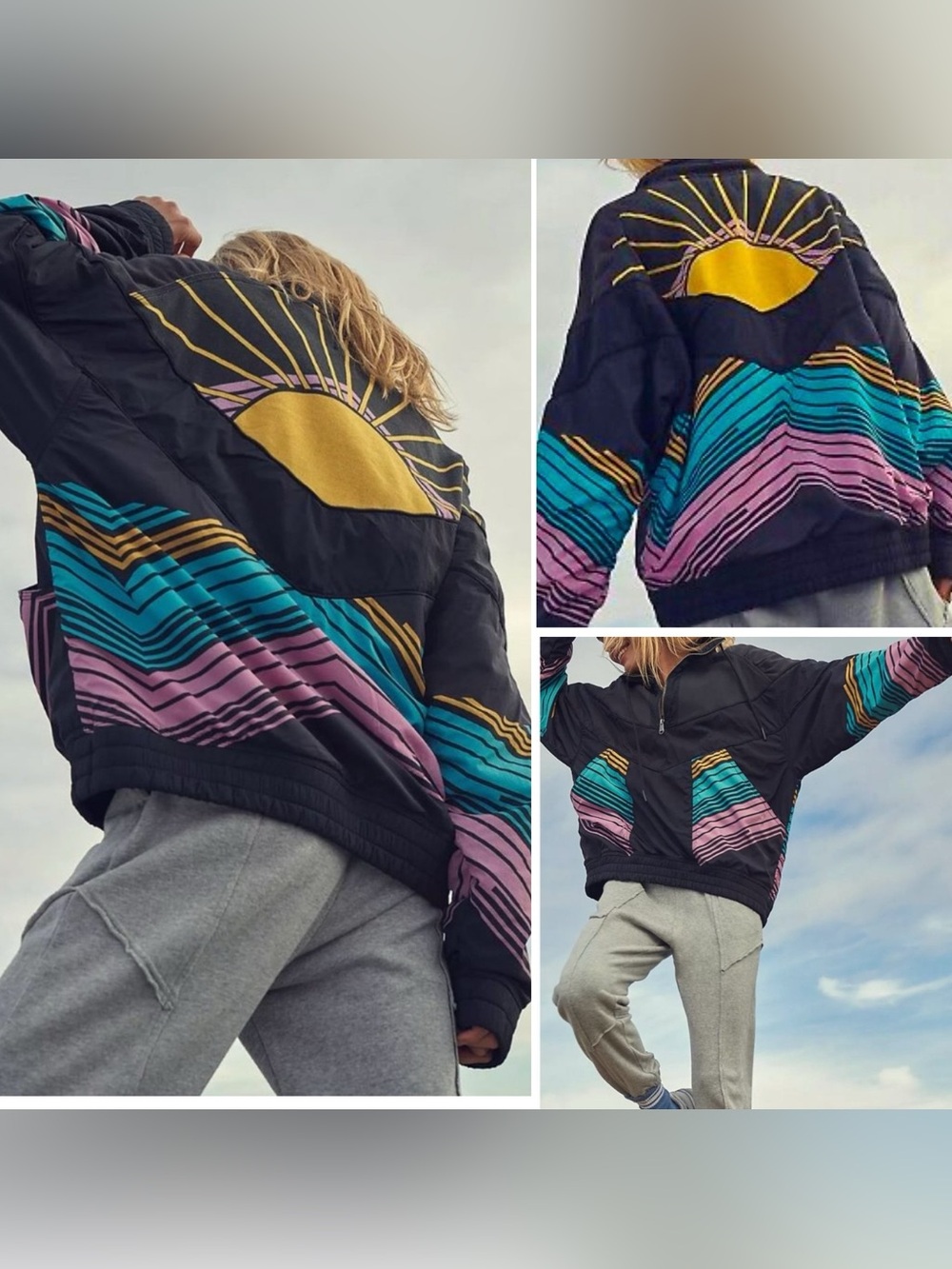 Free People Movement Walk The Line Sunset 1/4 Zip Pullover Jacket Women's XS